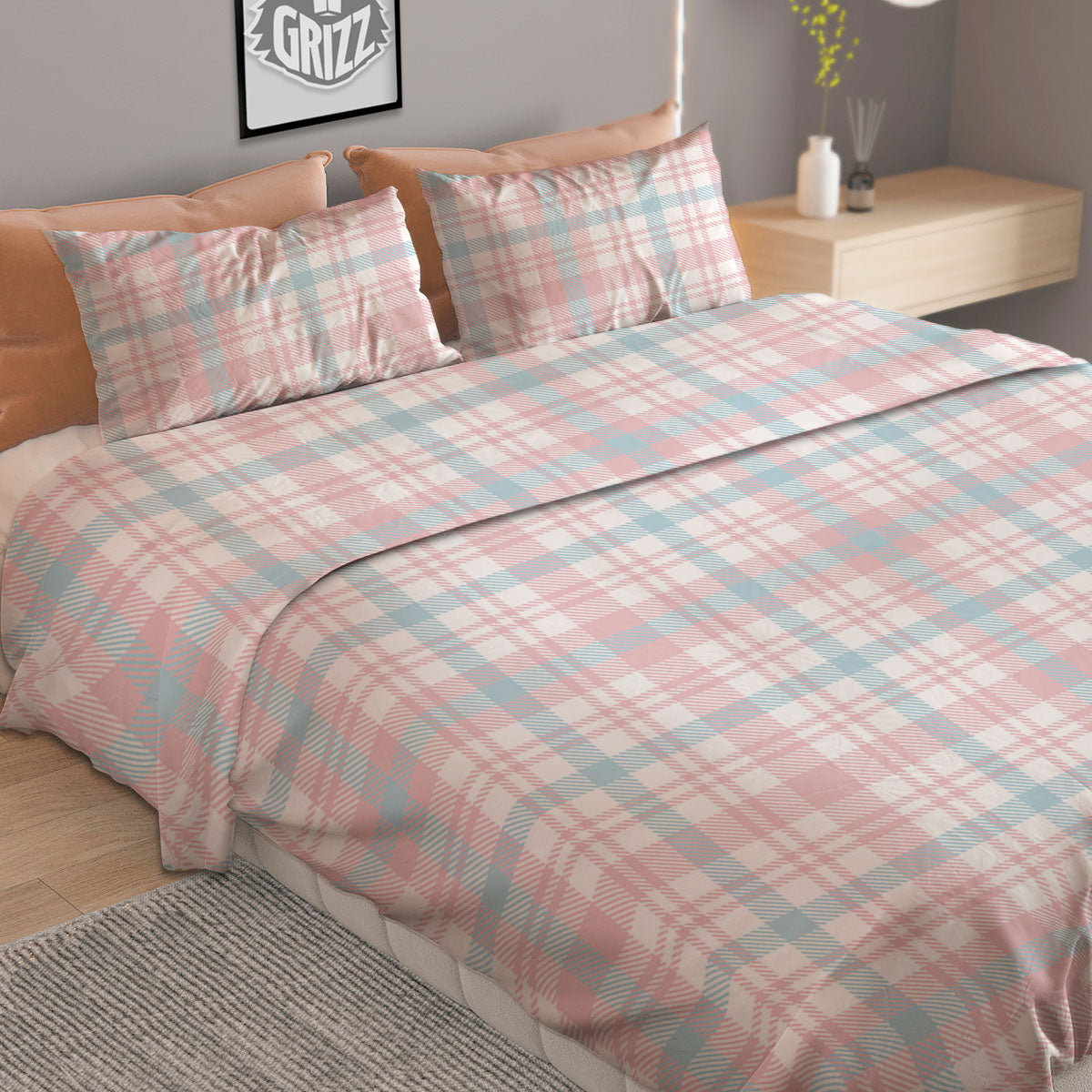 Madras Pastel Print Pattern Duvet Cover Bedding Set