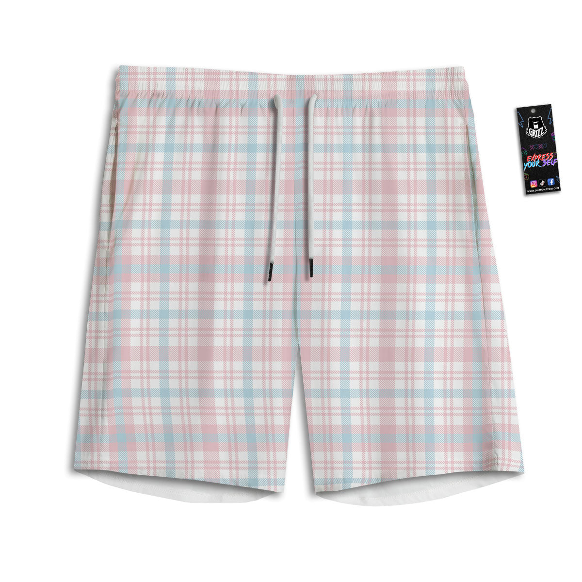 Madras Pastel Print Pattern Men's Athletic Shorts