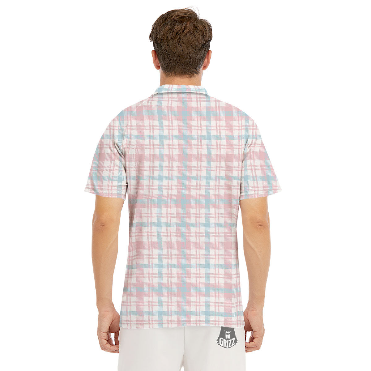 Madras Pastel Print Pattern Men's Golf Shirts-grizzshop