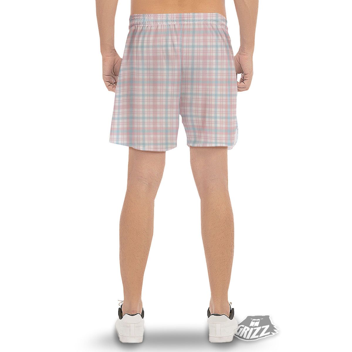 Madras Pastel Print Pattern Men's Gym Shorts-grizzshop