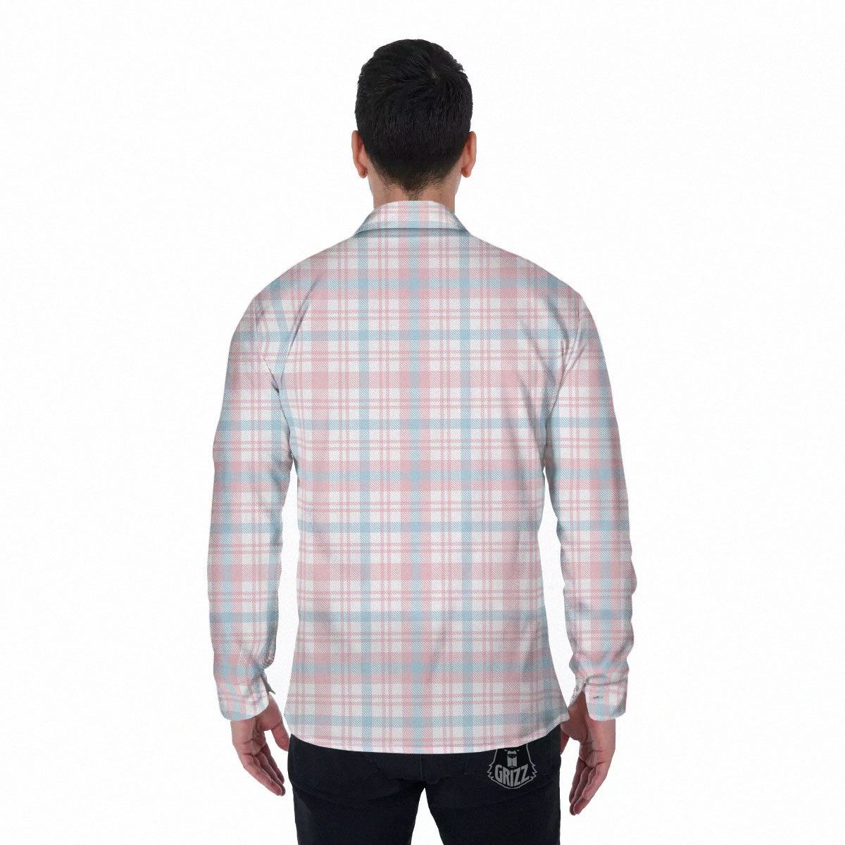 Madras Pastel Print Pattern Men's Long Sleeve Shirts-grizzshop