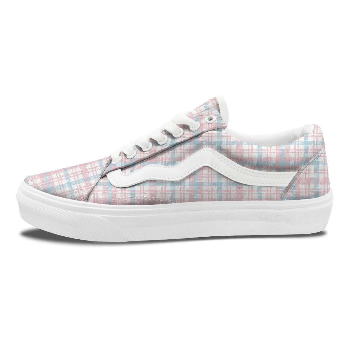Madras Pastel Print Pattern Skate Shoes-grizzshop