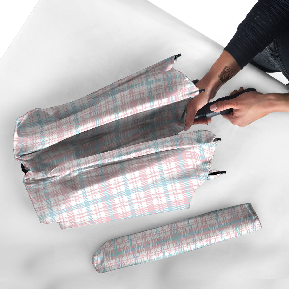Madras Pastel Print Pattern Umbrella-grizzshop