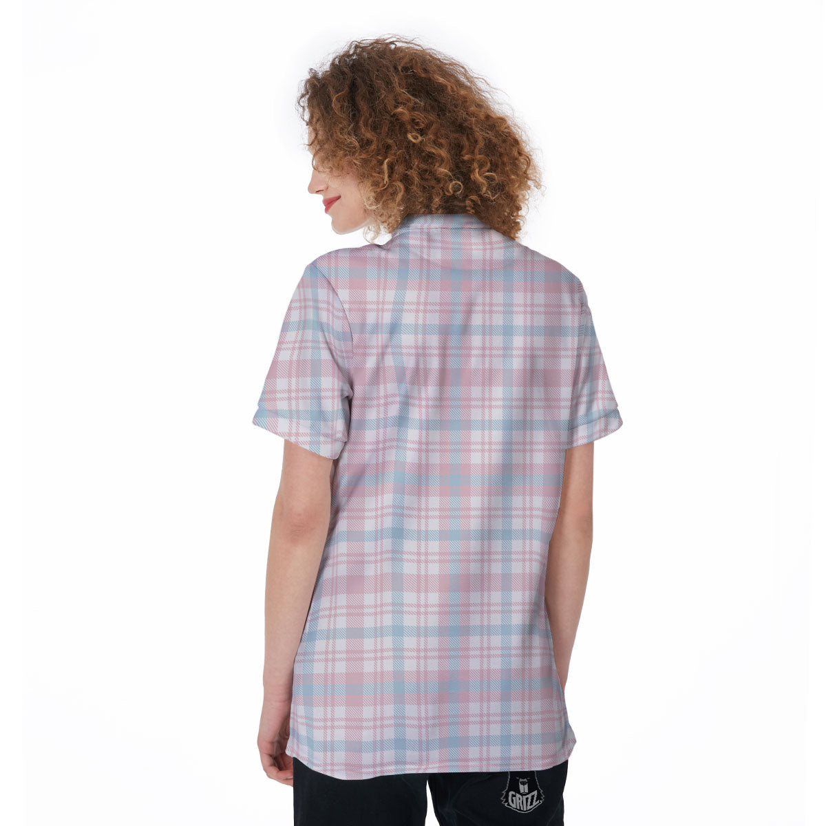 Madras Pastel Print Pattern Women's Golf Shirts-grizzshop