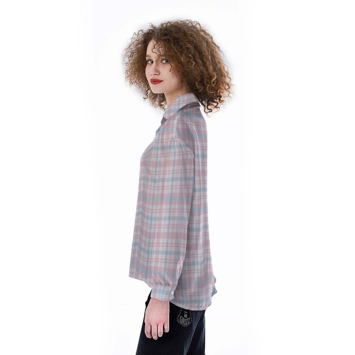 Madras Pastel Print Pattern Women's Long Sleeve Shirts-grizzshop