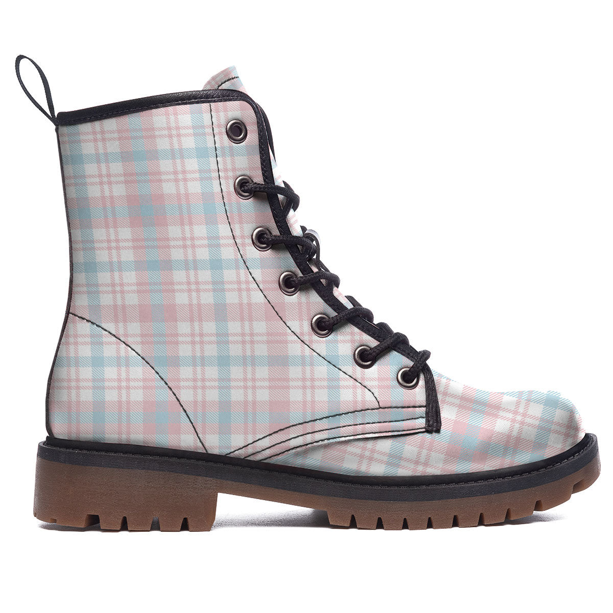Madras Pastel Print Pattern Work Boots-grizzshop
