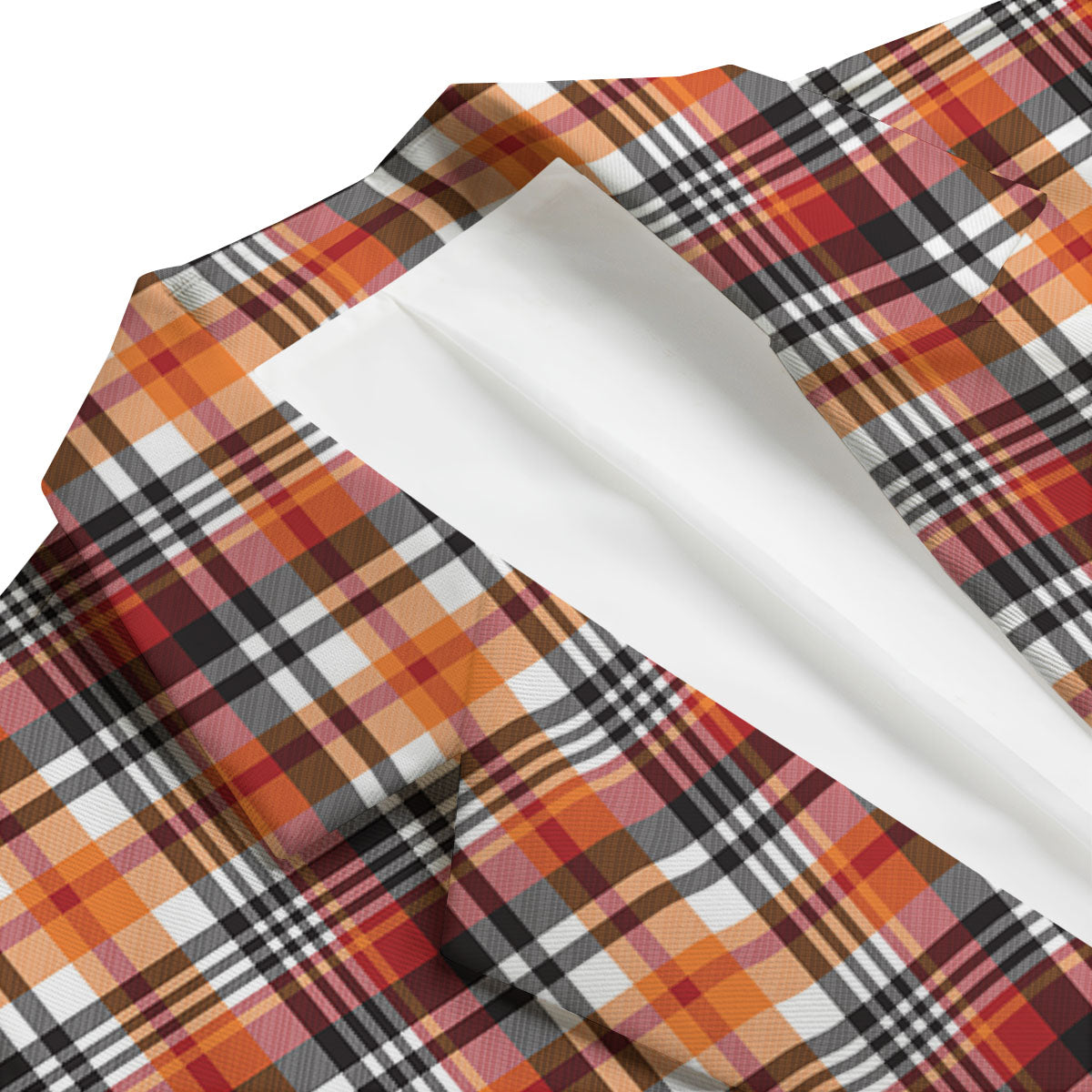 Madras Plaid Black And Orange Print Pattern Men's Blazer-grizzshop