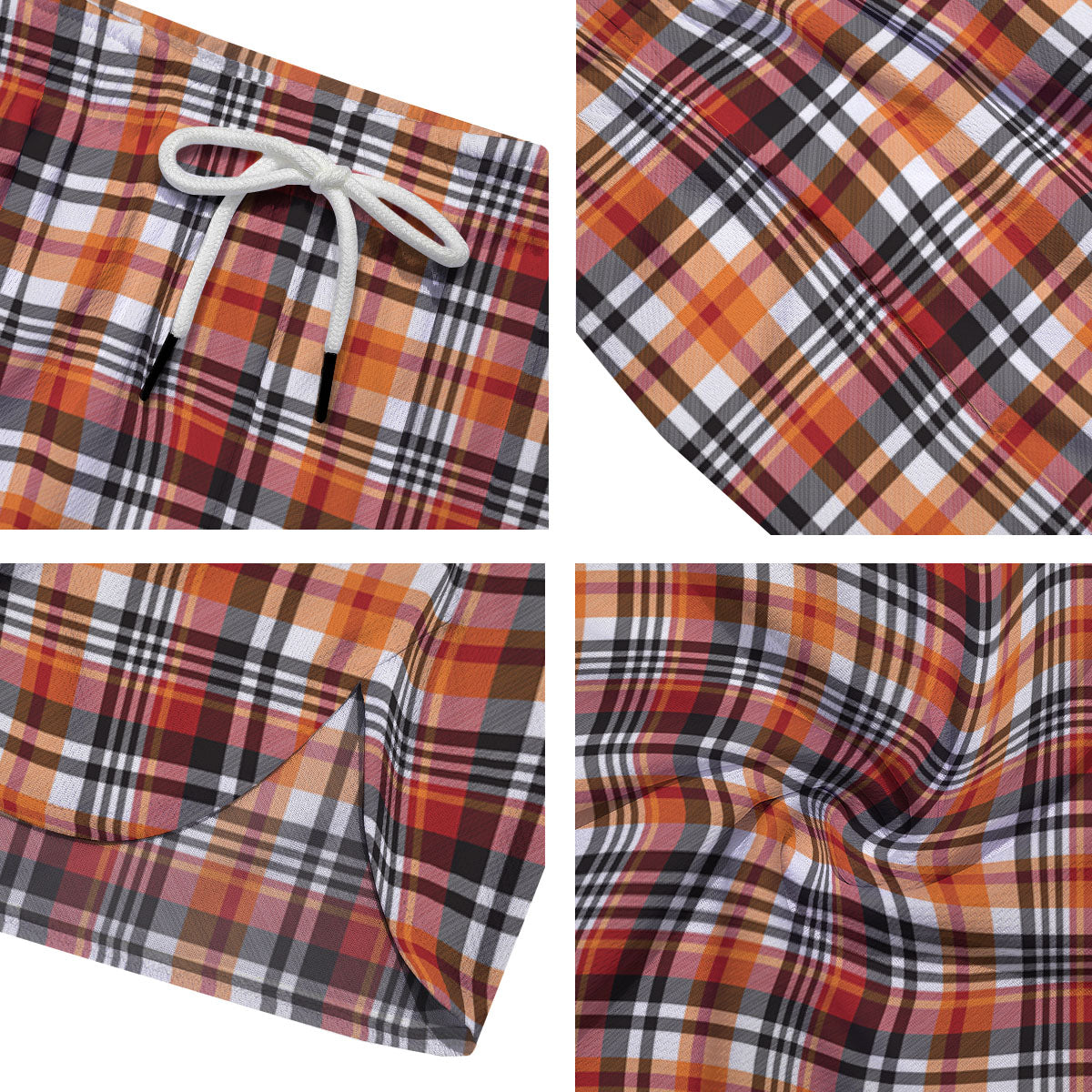 Madras Plaid Black And Orange Print Pattern Men's Running Shorts-grizzshop