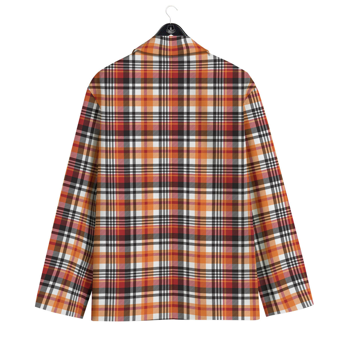 Madras Plaid Black And Orange Print Pattern Men's Sport Coat-grizzshop