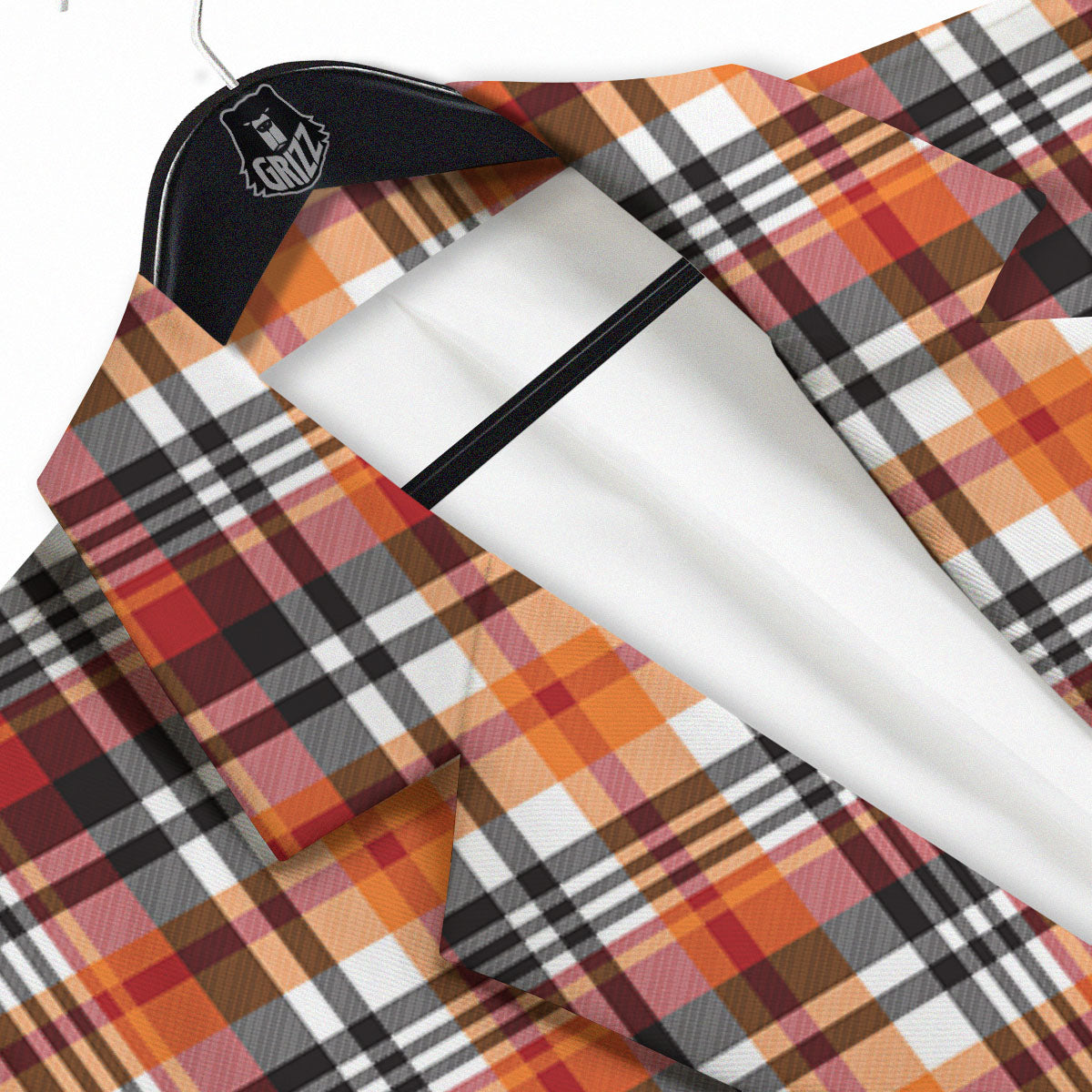 Madras Plaid Black And Orange Print Pattern Men's Sport Coat-grizzshop