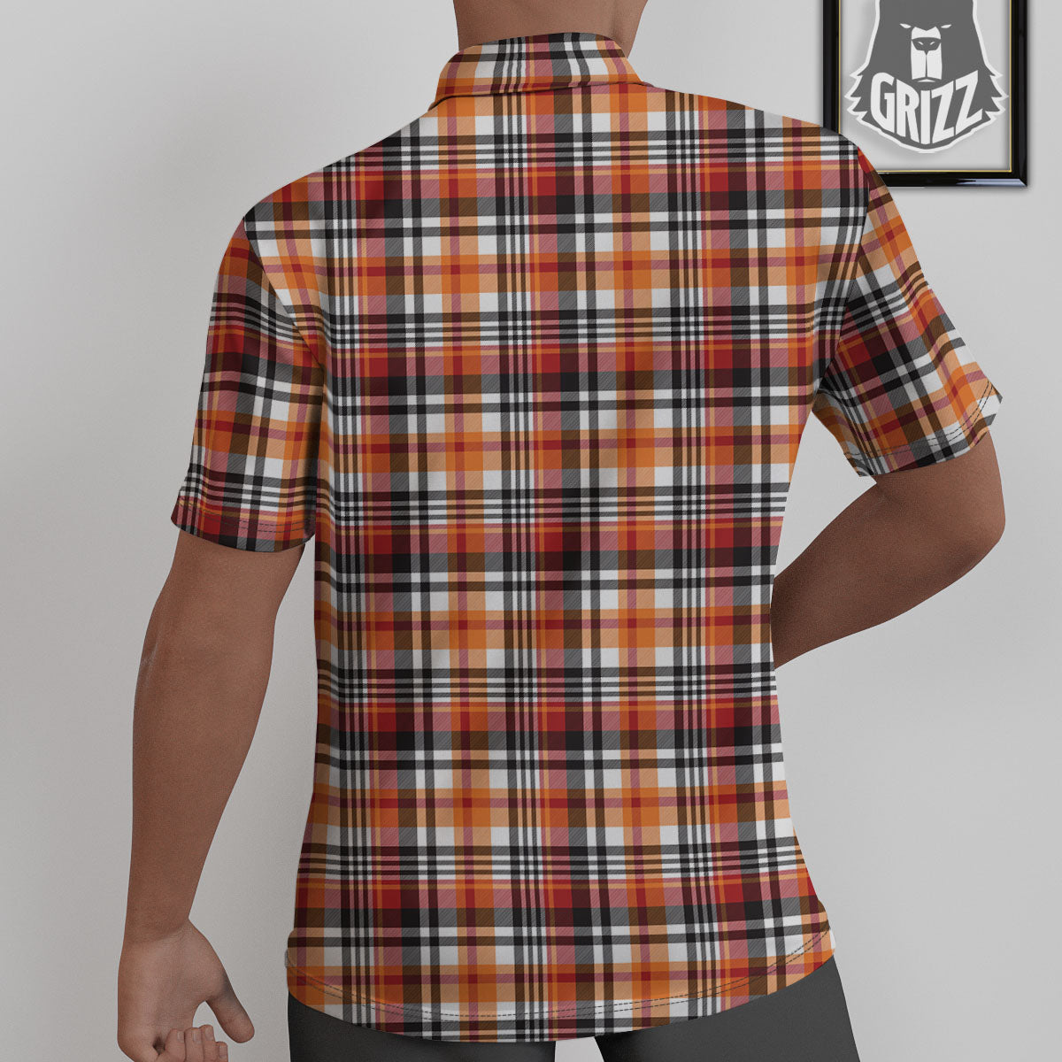 Madras Plaid Black And Orange Print Pattern Untucked Shirts-grizzshop