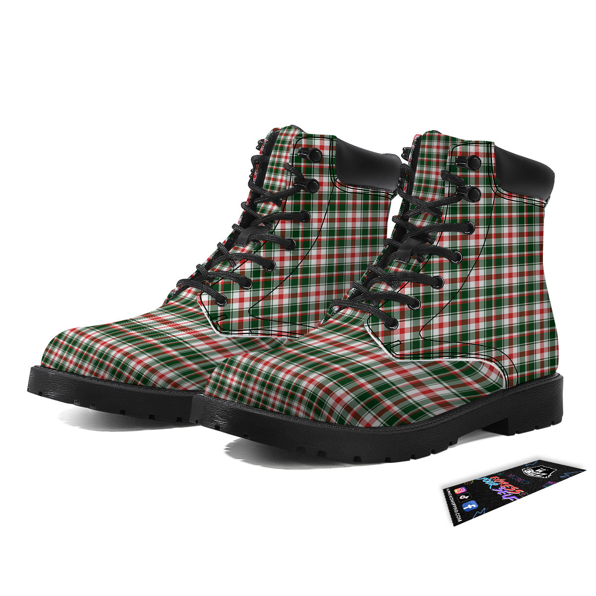 Madras Plaid Christmas Print Boots-grizzshop