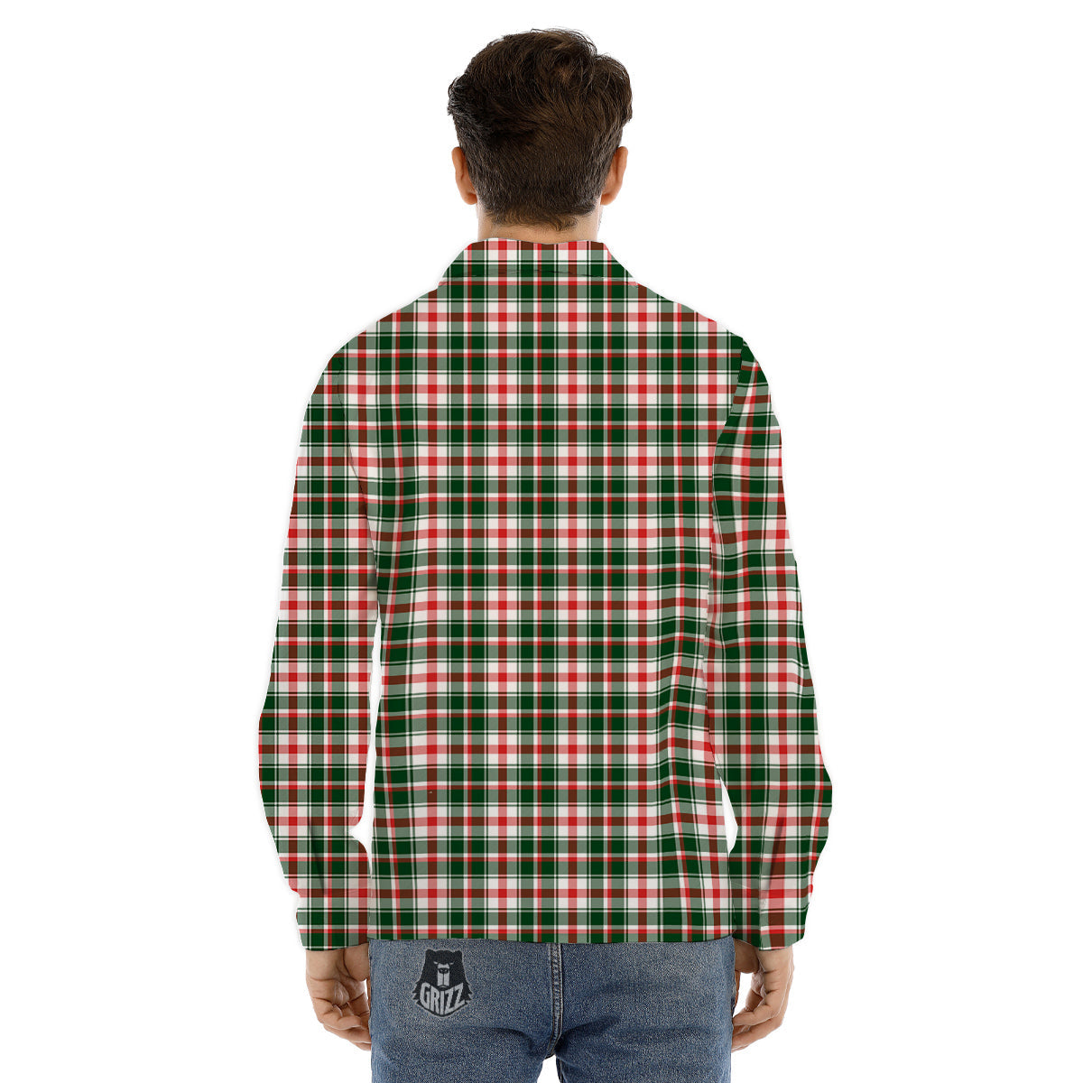 Madras Plaid Christmas Print Men's Dress Shirts-grizzshop