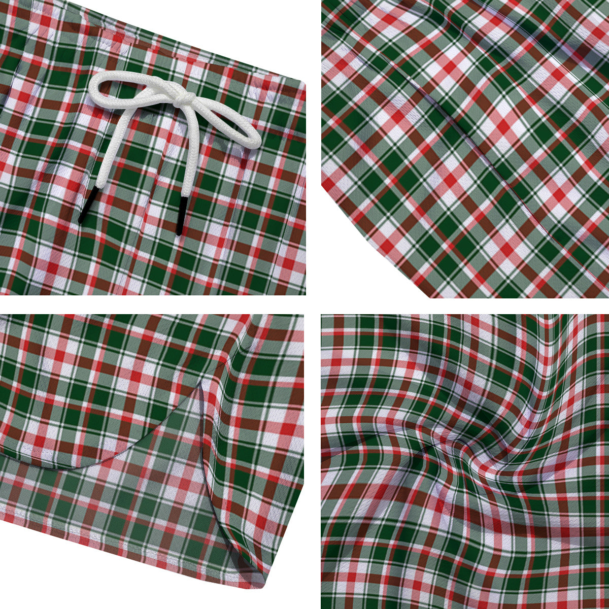 Madras Plaid Christmas Print Men's Running Shorts-grizzshop