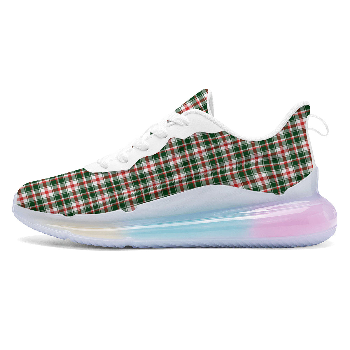 Madras Plaid Christmas Print Running Sneakers-grizzshop