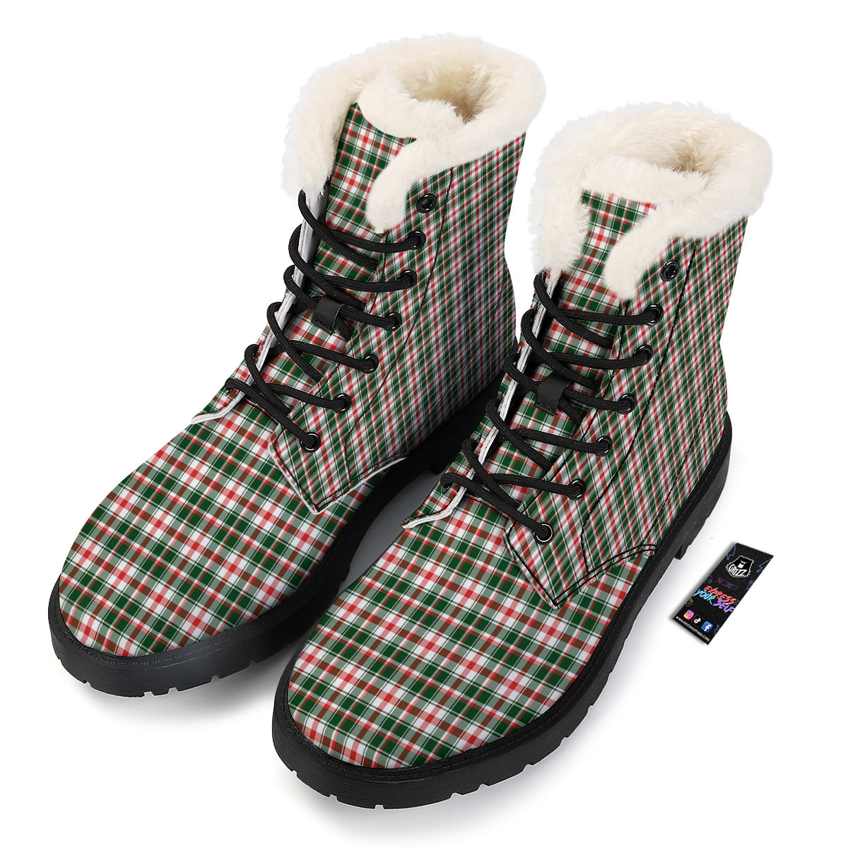 Madras Plaid Christmas Print Winter Boots-grizzshop