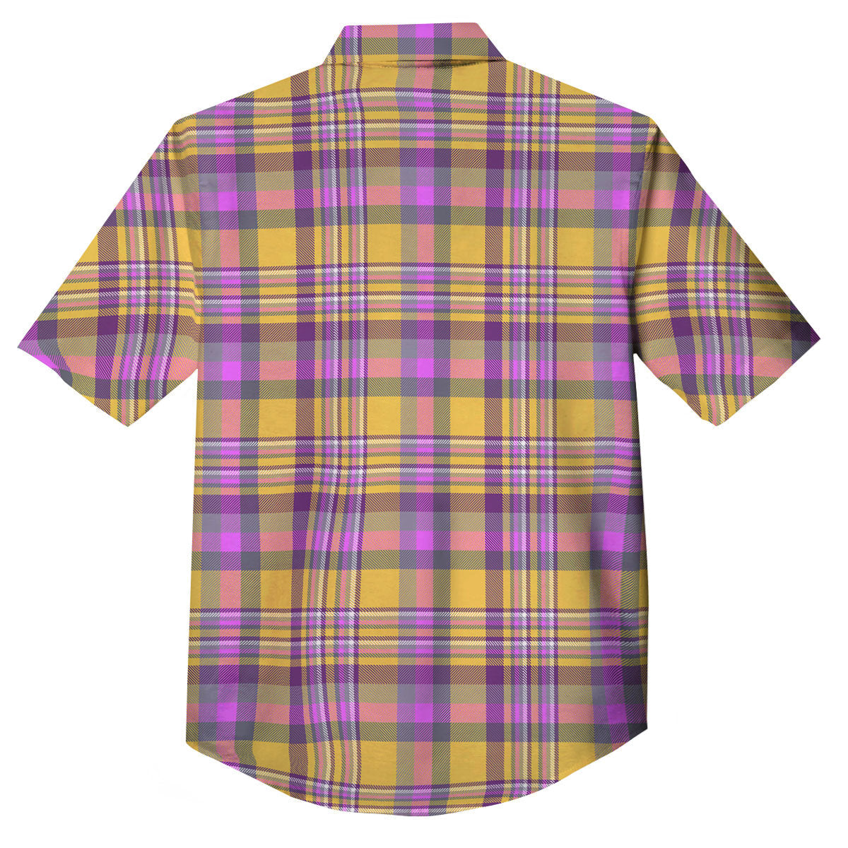 Madras Plaid Orange And Purple Print Pattern Button Up Shirt-grizzshop