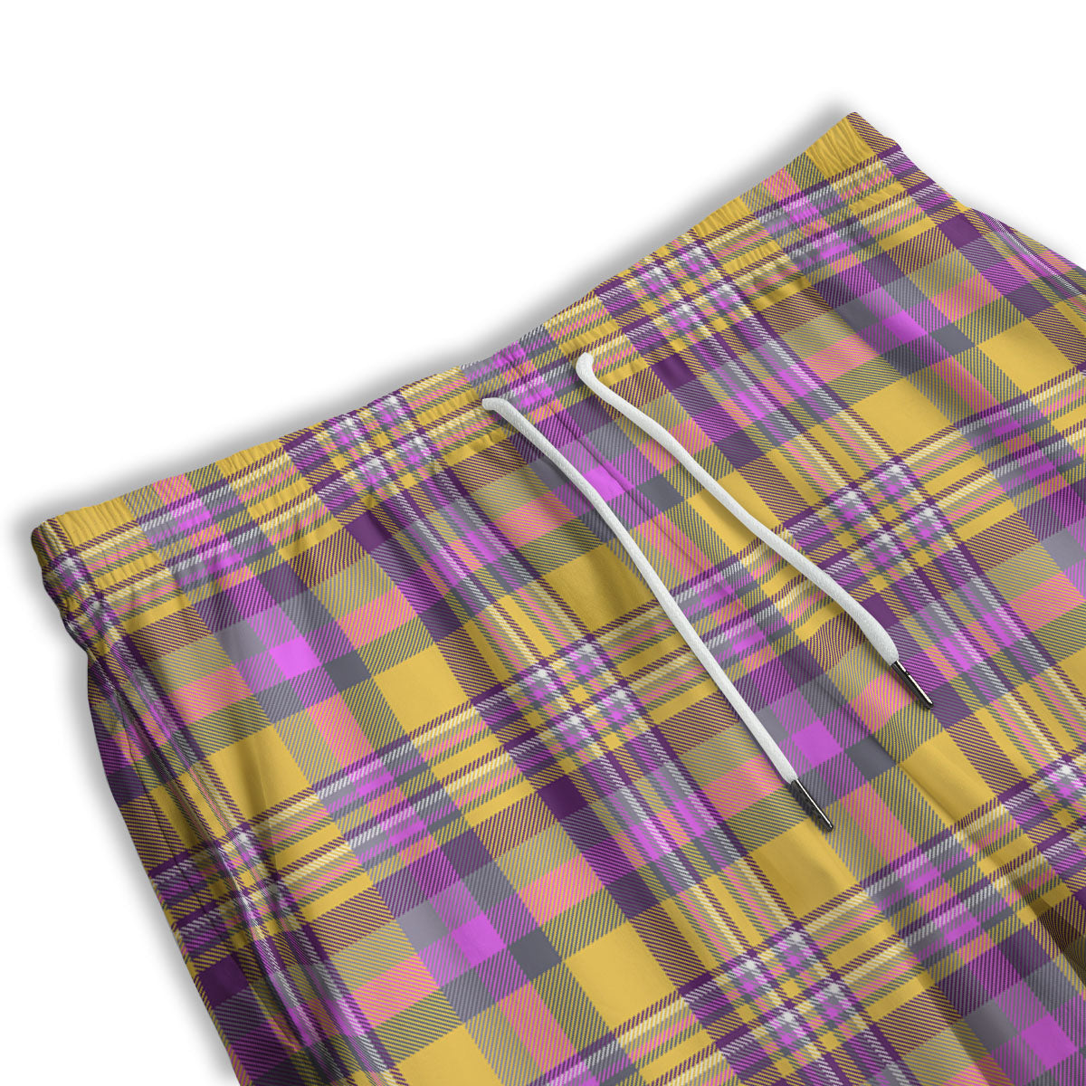 Madras Plaid Orange And Purple Print Pattern Men's Athletic Shorts