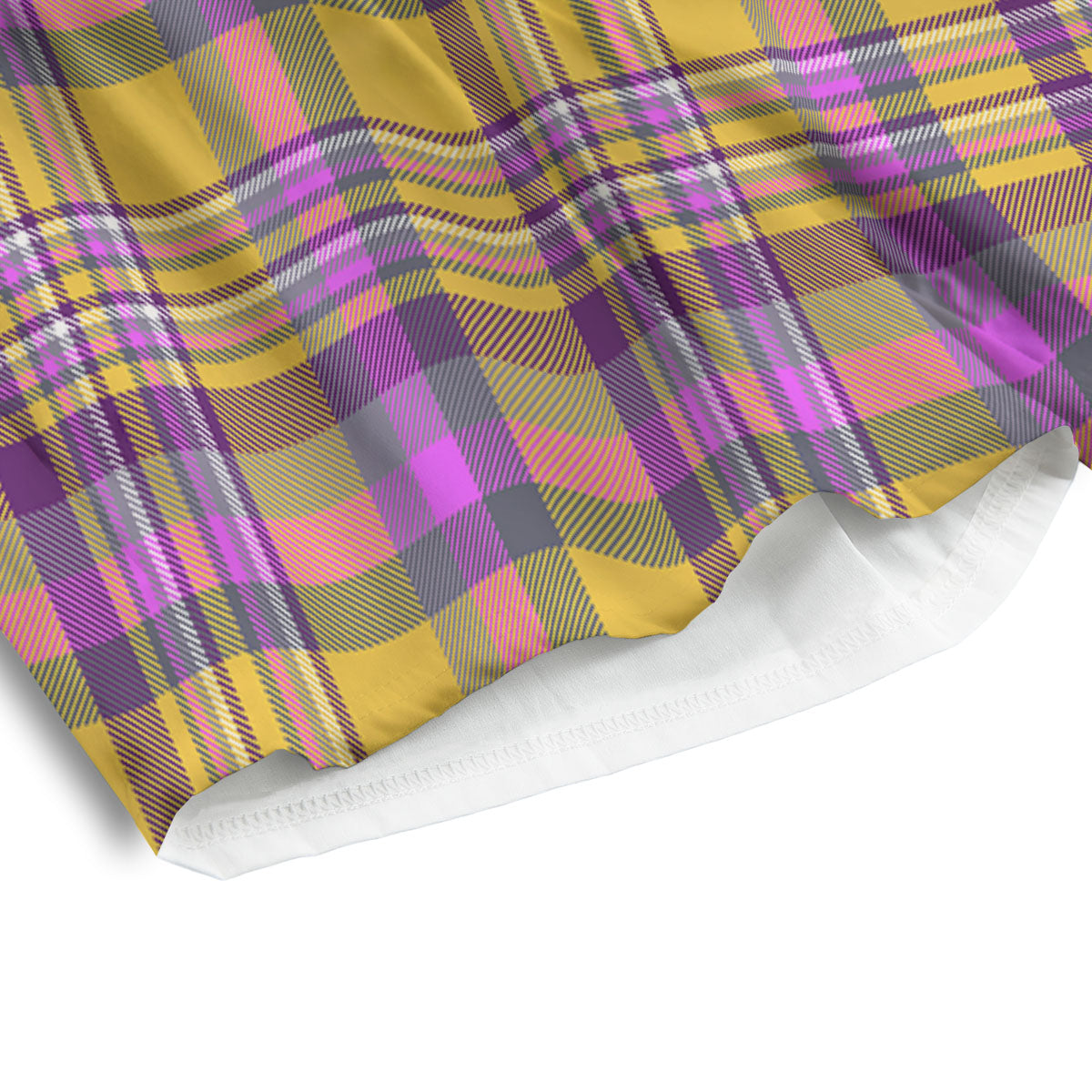 Madras Plaid Orange And Purple Print Pattern Men's Athletic Shorts