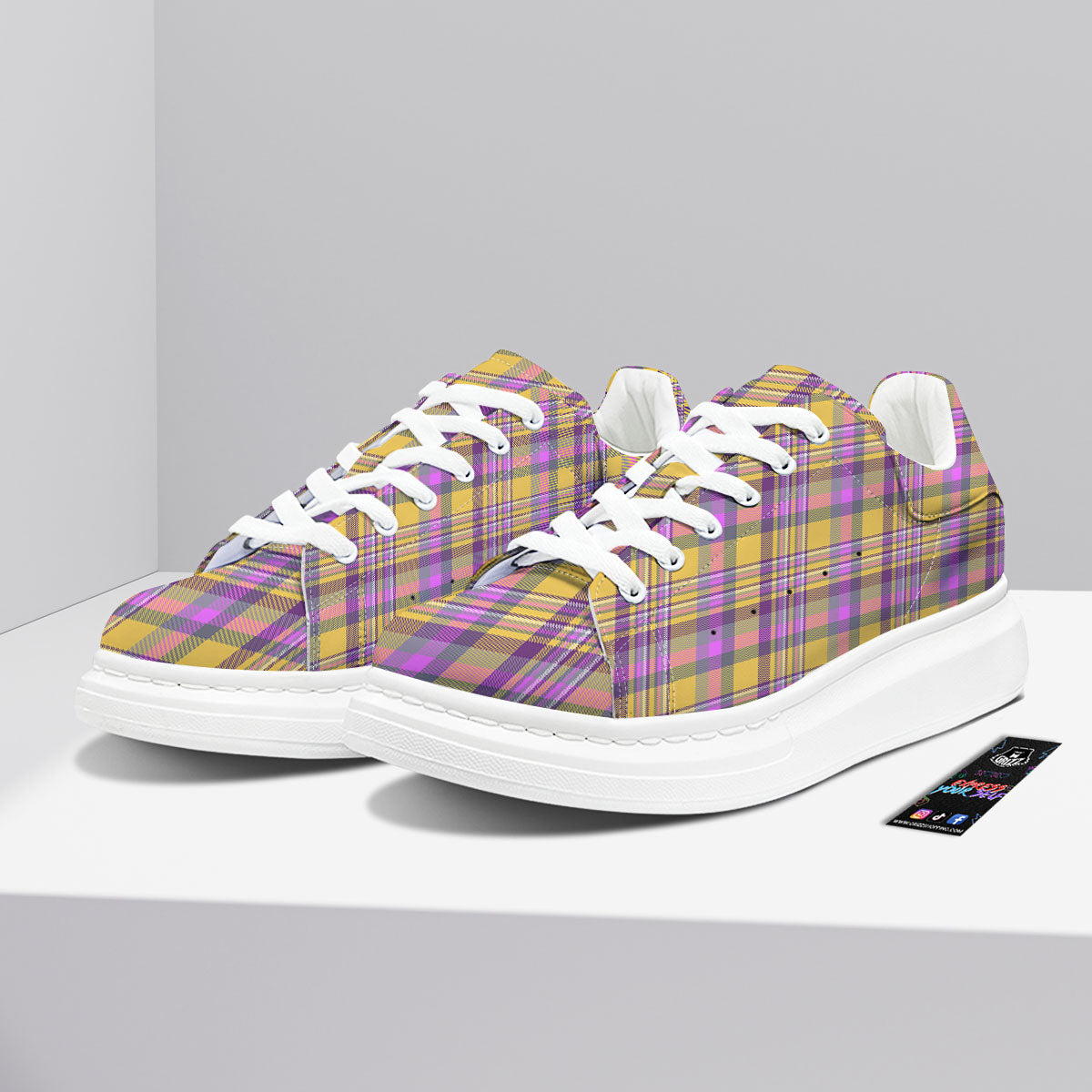Madras Plaid Orange And Purple Print Pattern Platform Shoes-grizzshop