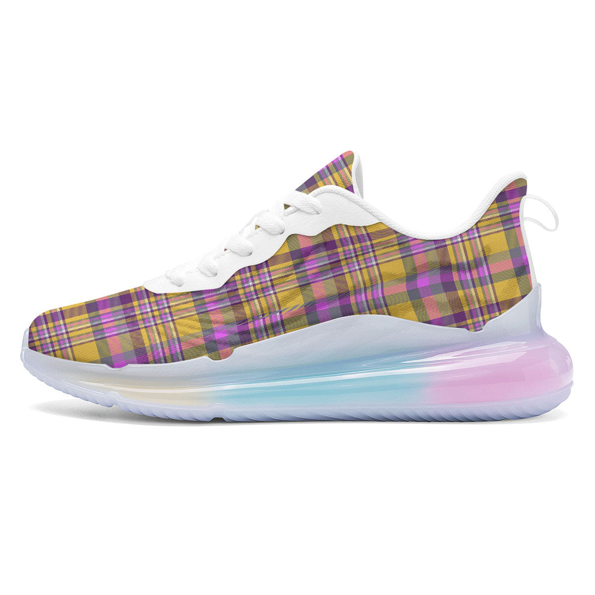 Madras Plaid Orange And Purple Print Pattern Running Sneakers-grizzshop