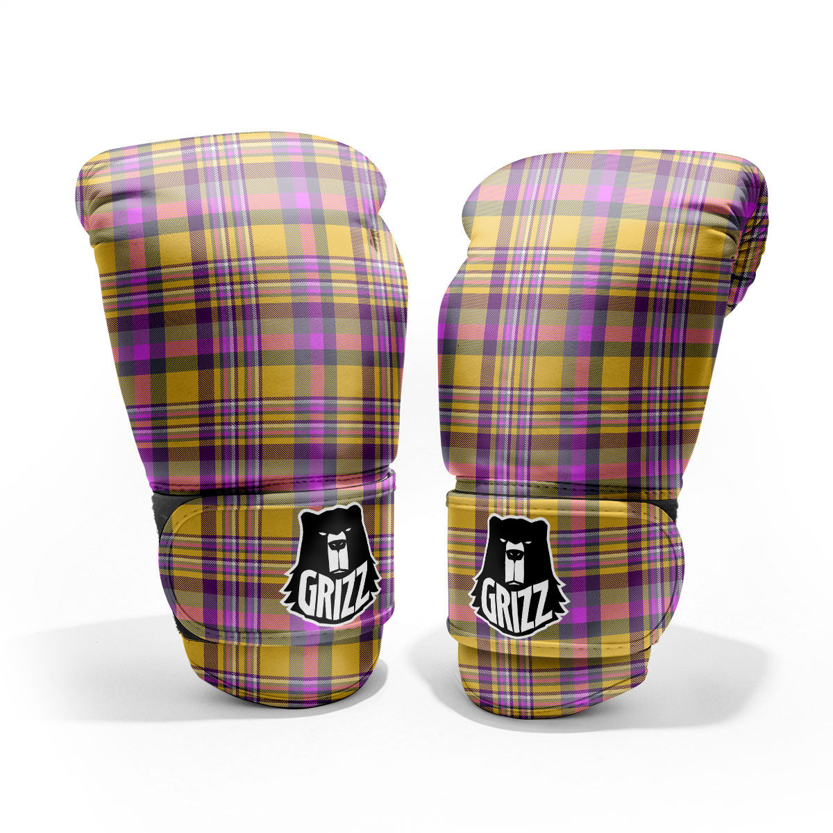 Madras Plaid Orange And Purple Print Pattern Pro Boxing Glove