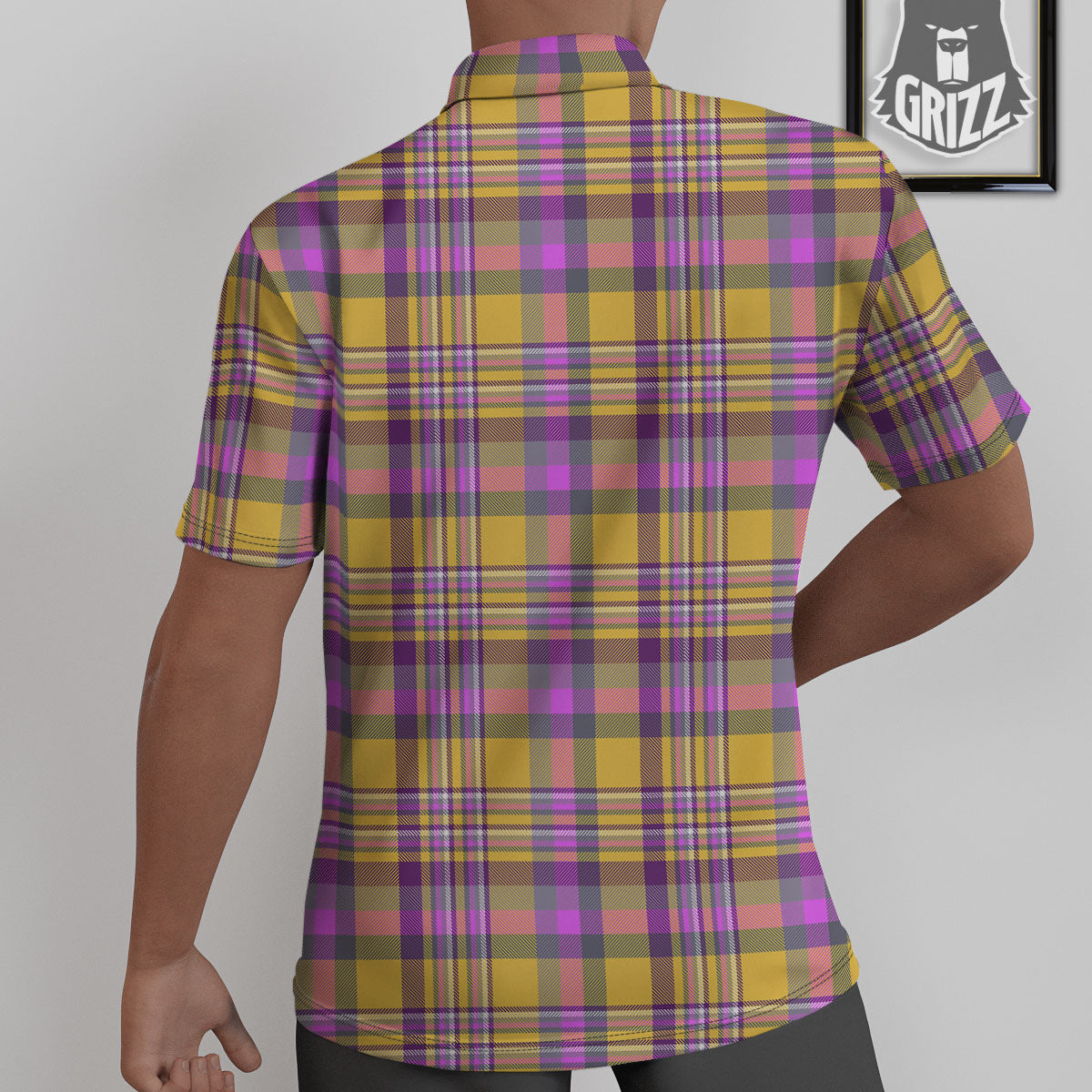 Madras Plaid Orange And Purple Print Pattern Untucked Shirts-grizzshop