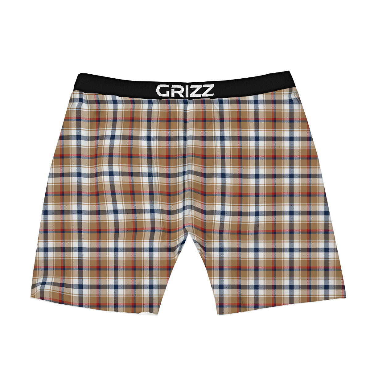 Madras Plaid Red Blue And Beige Print Boxer Briefs-grizzshop