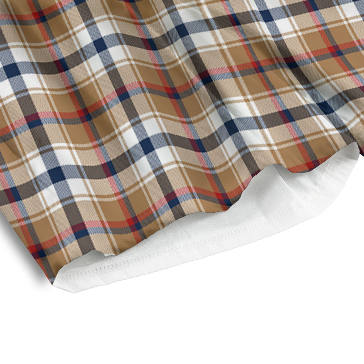 Madras Plaid Red Blue And Beige Print Men's Athletic Shorts
