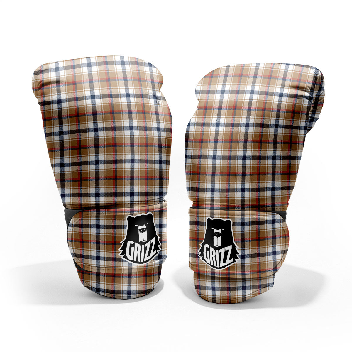 Madras Plaid Red Blue And Beige Print Pro Boxing Glove