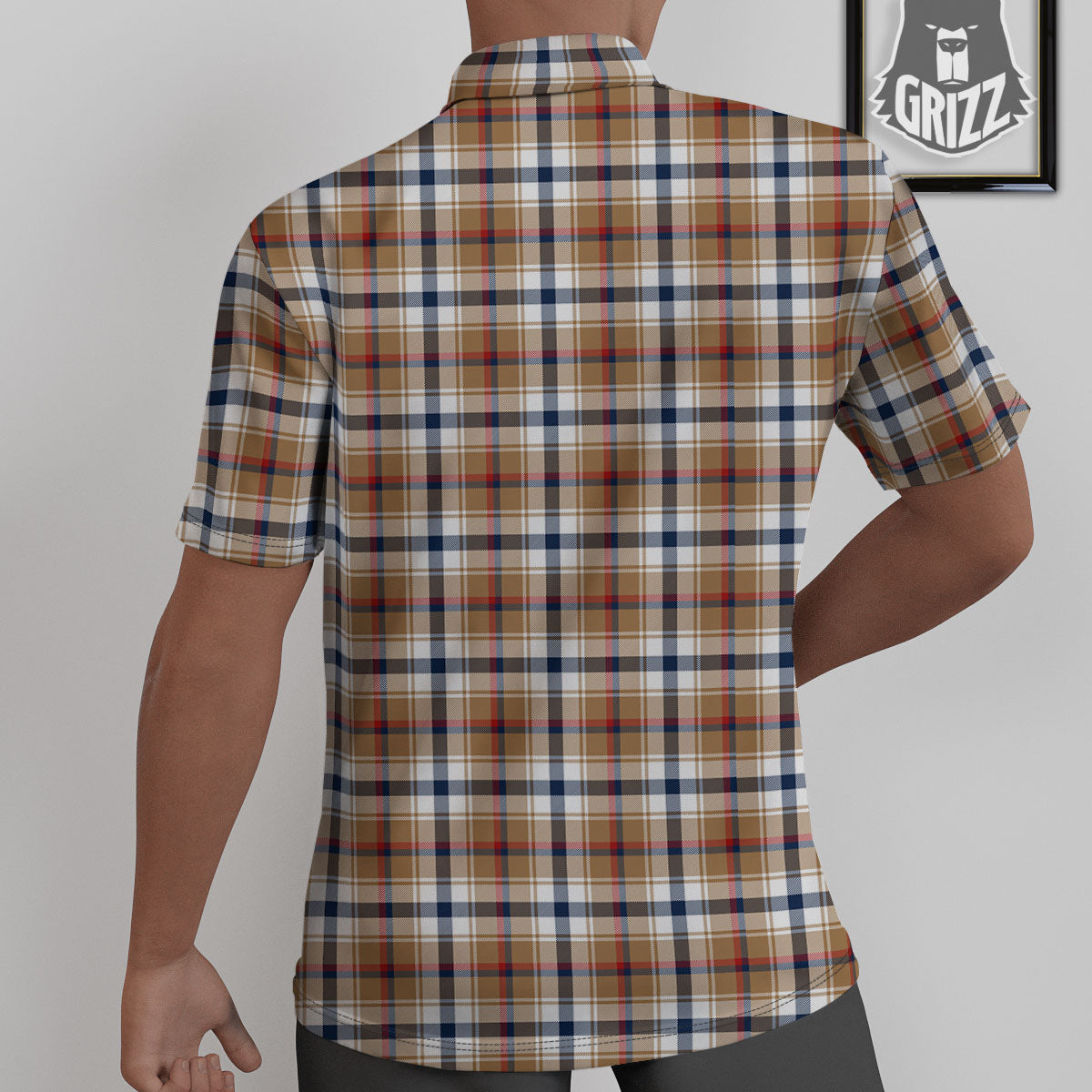 Madras Plaid Red Blue And Beige Print Untucked Shirts-grizzshop