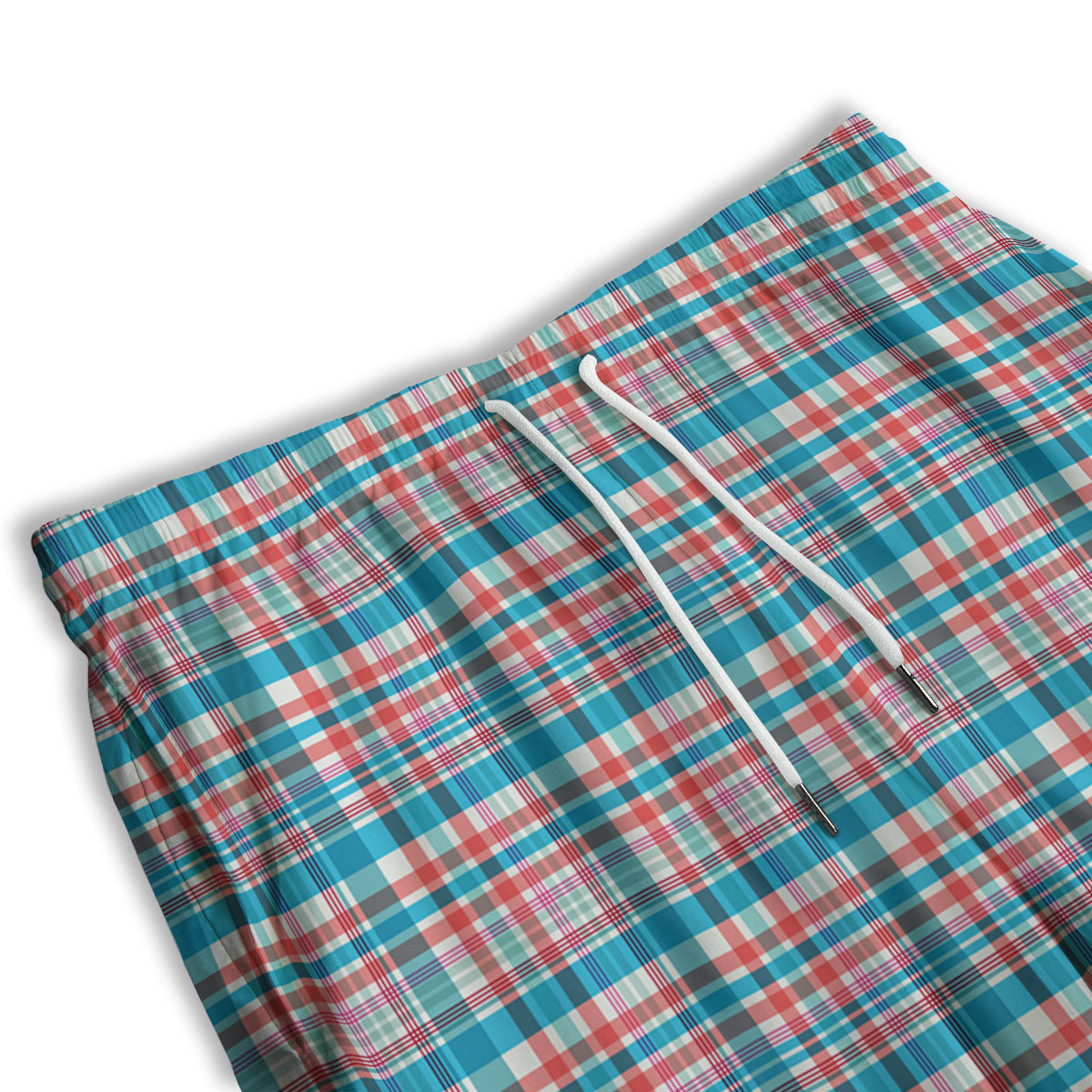 Madras Red And Blue Print Pattern Men's Athletic Shorts