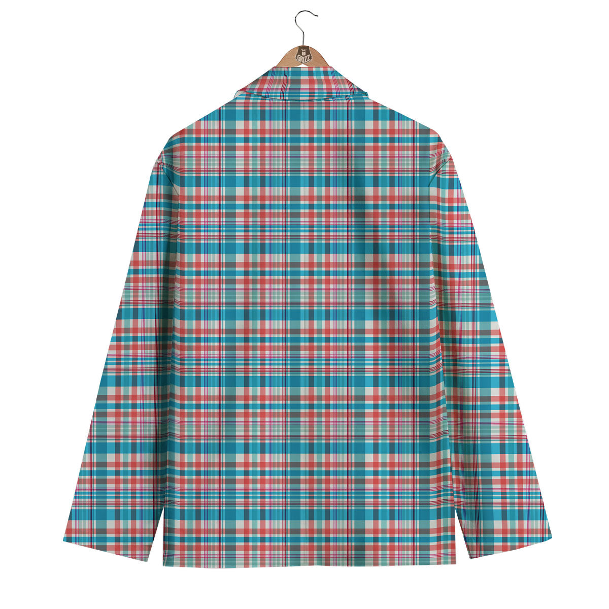 Madras Red And Blue Print Pattern Men's Blazer-grizzshop