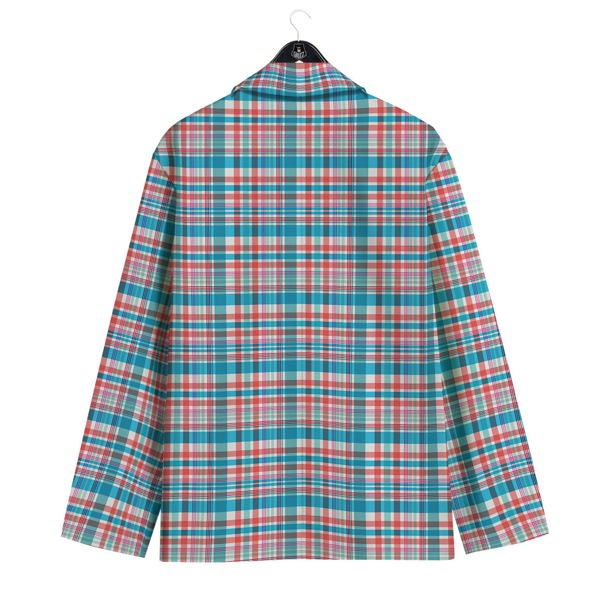 Madras Red And Blue Print Pattern Men's Sport Coat-grizzshop