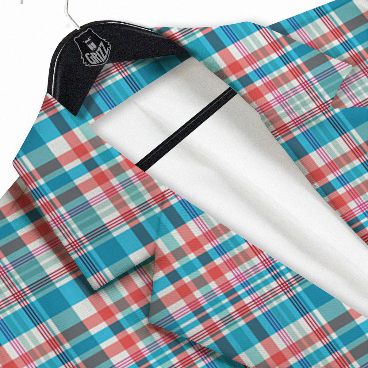 Madras Red And Blue Print Pattern Men's Sport Coat-grizzshop