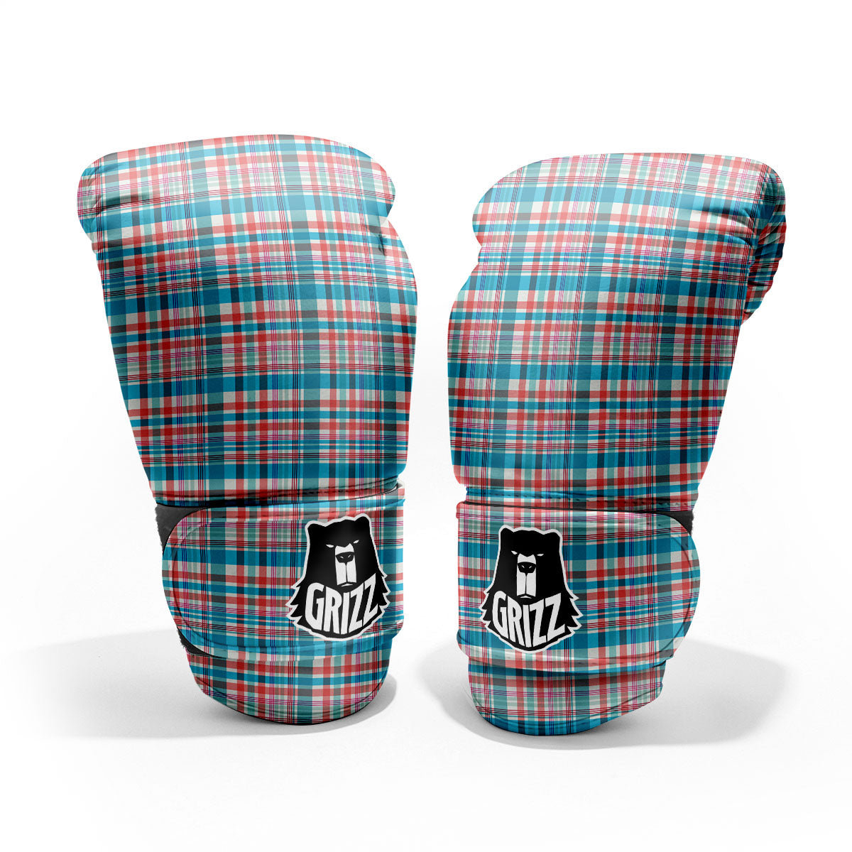 Madras Red And Blue Print Pattern Pro Boxing Glove