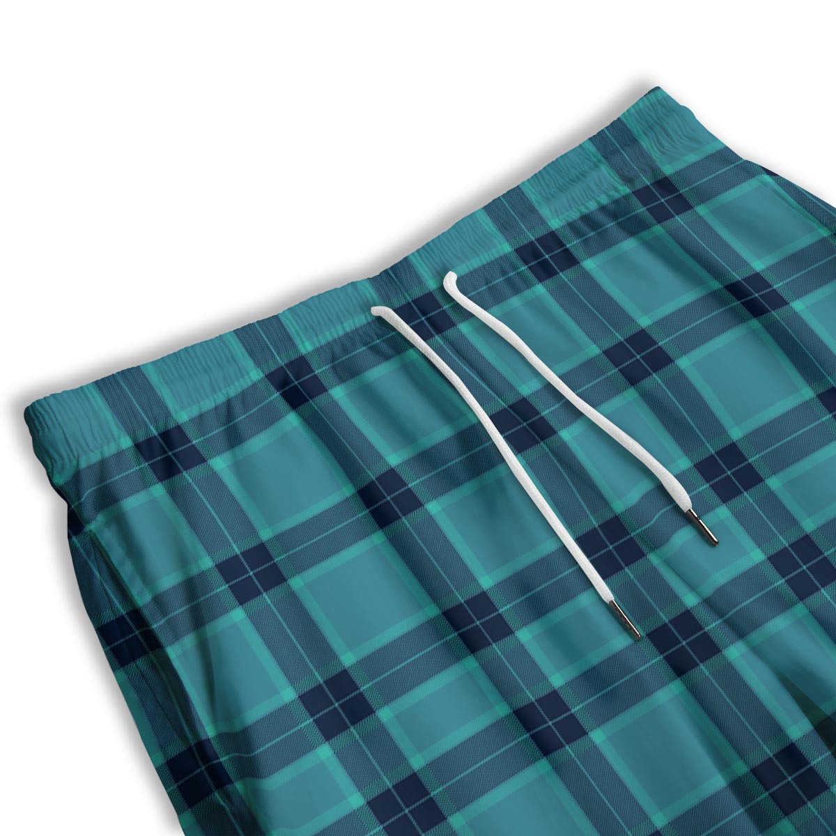 Madras Teal Print Pattern Men's Athletic Shorts