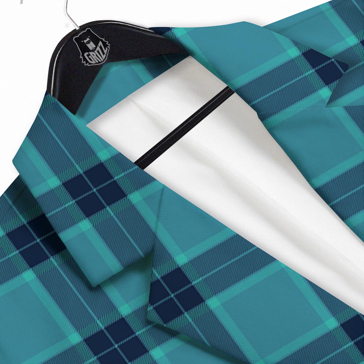 Madras Teal Print Pattern Men's Sport Coat-grizzshop