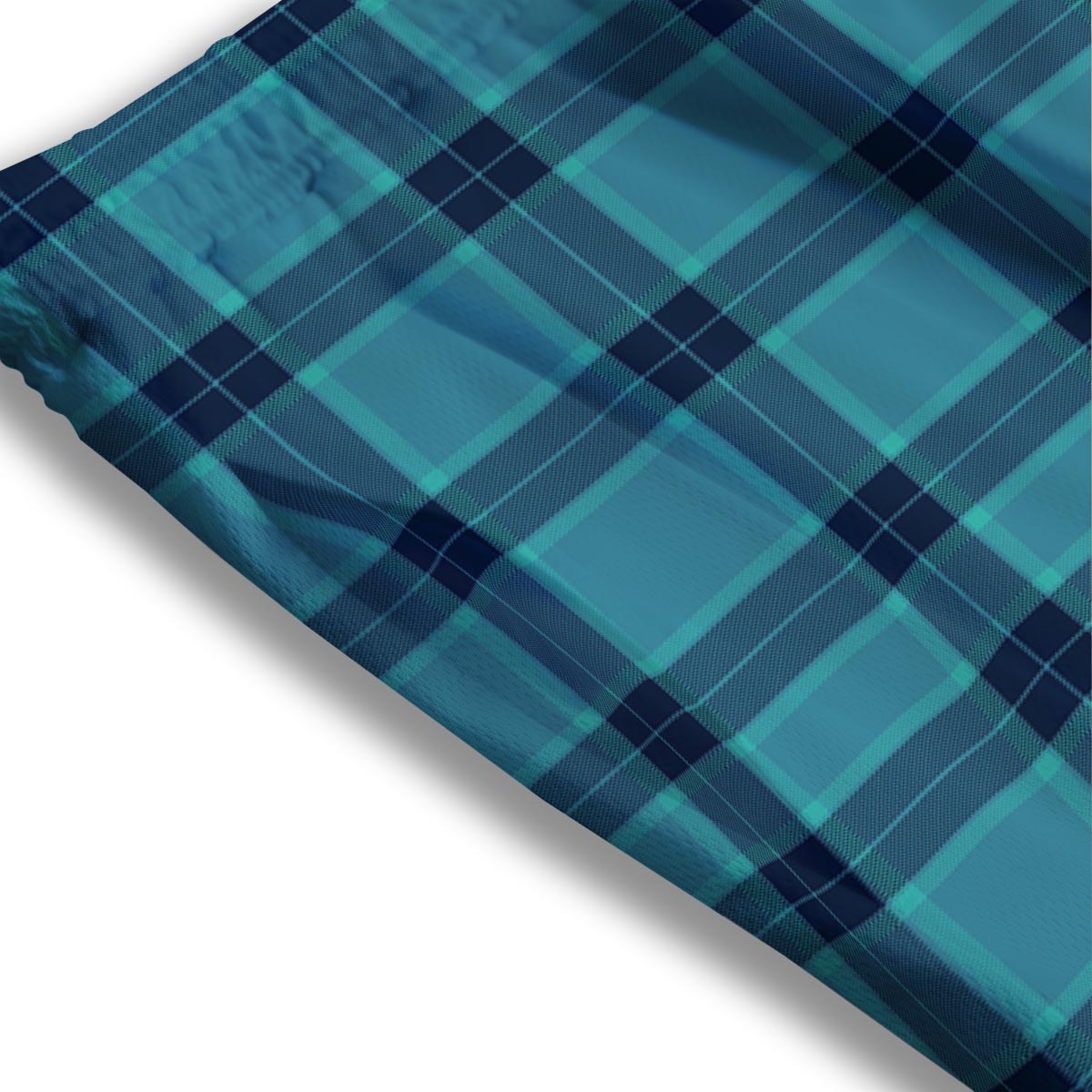 Madras Teal Print Pattern Mesh Shorts-grizzshop