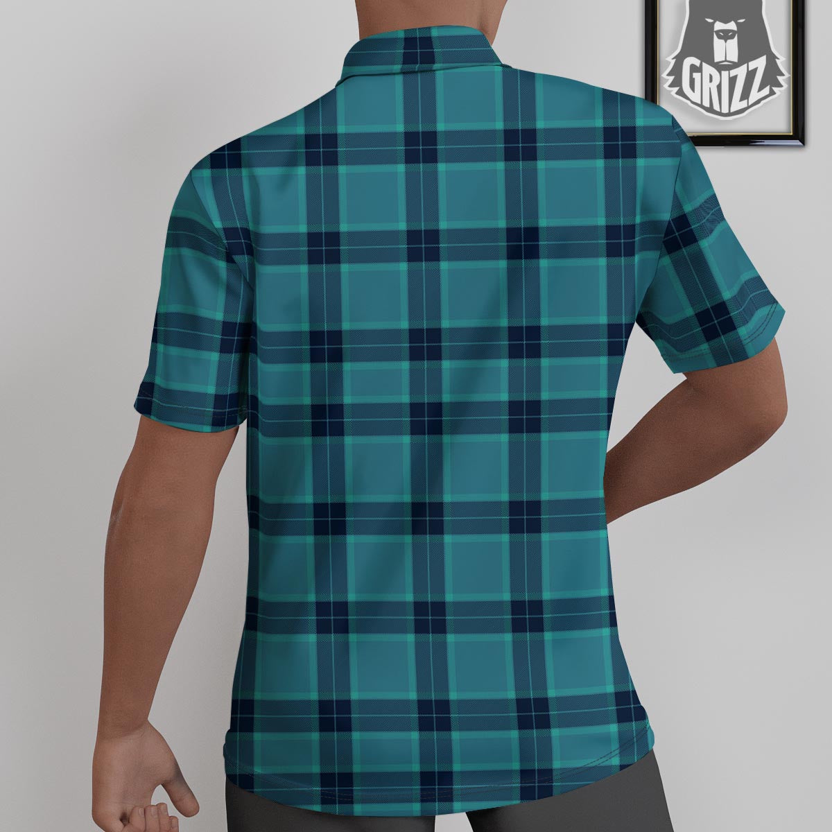 Madras Teal Print Pattern Untucked Shirts-grizzshop