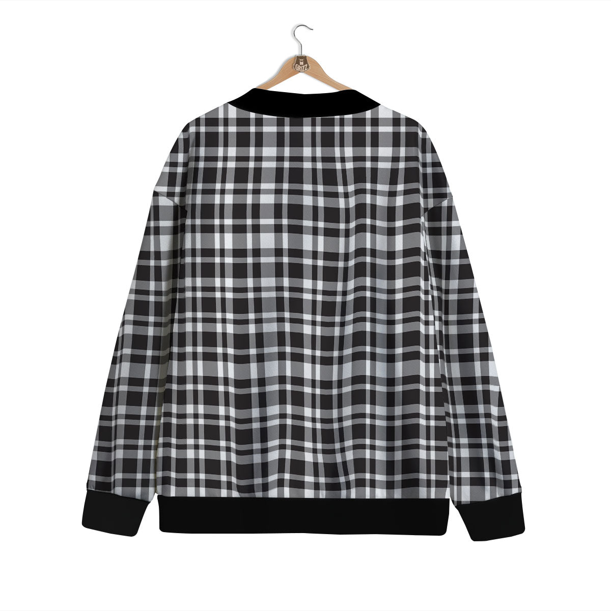 Madras White And Black Print Pattern Cardigan-grizzshop
