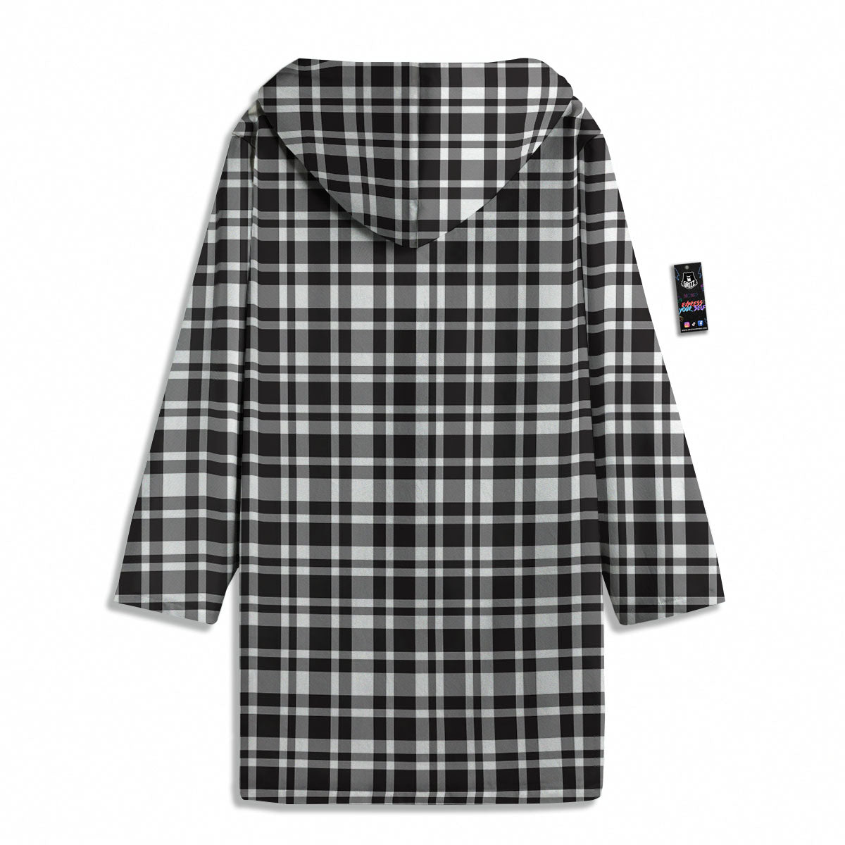 Madras White And Black Print Pattern Men's Windbreaker Jacket-grizzshop