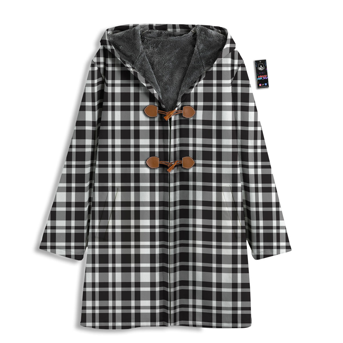Madras White And Black Print Pattern Men's Windbreaker Jacket-grizzshop