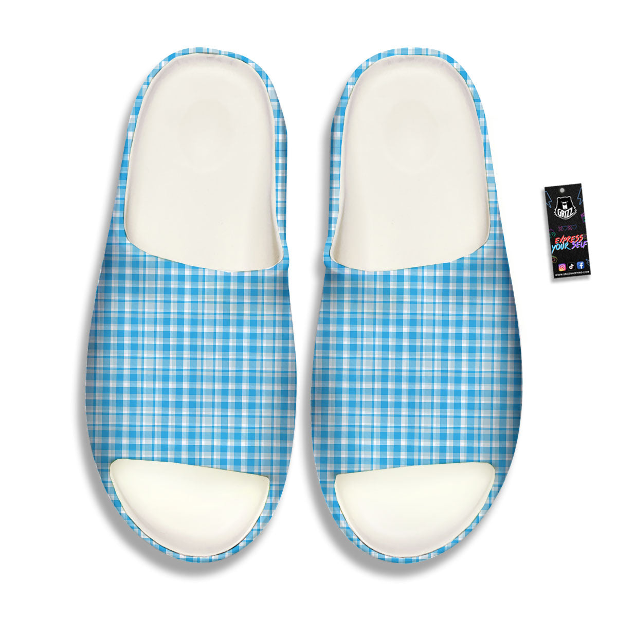 Madras Blue Print Pattern Sandals-grizzshop