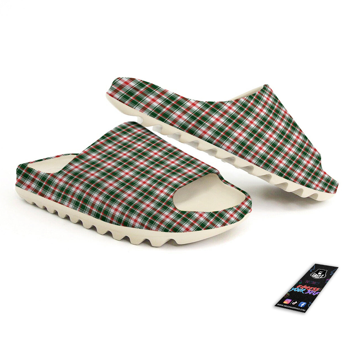 Madras Plaid Christmas Print Sandals-grizzshop