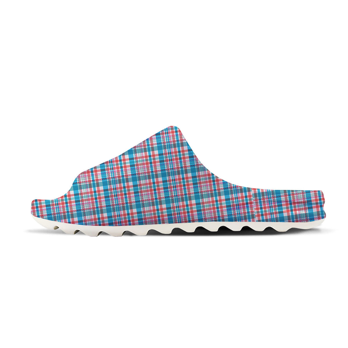 Madras Red And Blue Print Pattern Sandals-grizzshop