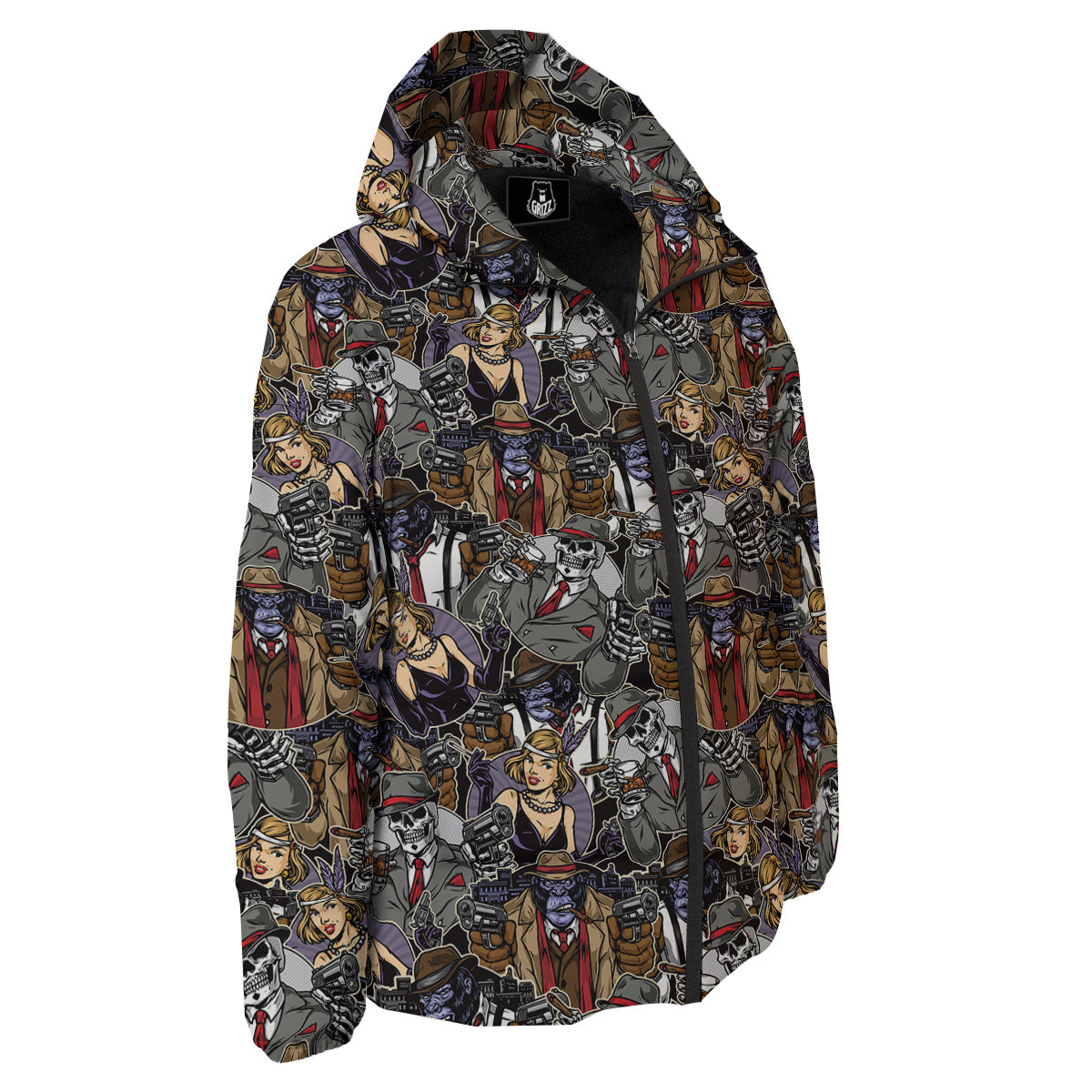 Mafia And Gangsters Print Pattern Down Jacket-grizzshop