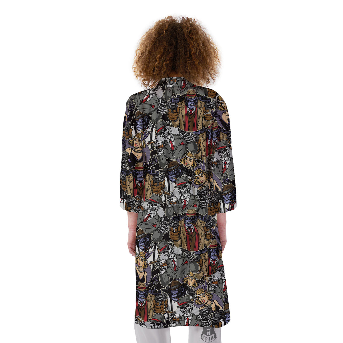 Mafia And Gangsters Print Pattern Kimono-grizzshop