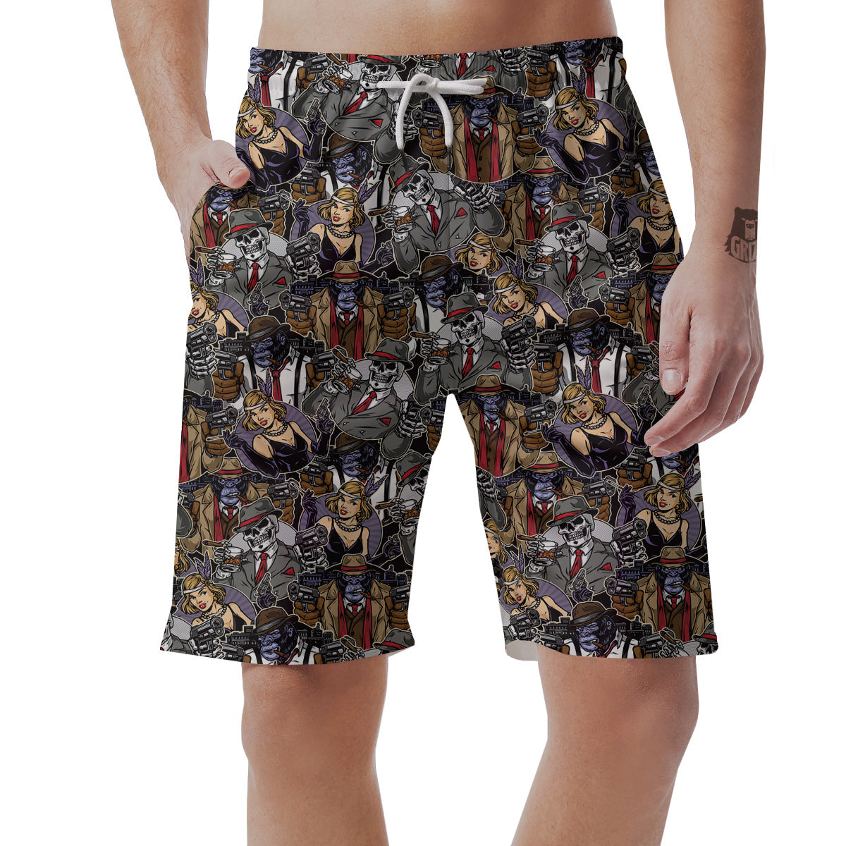 Mafia And Gangsters Print Pattern Men's Shorts-grizzshop