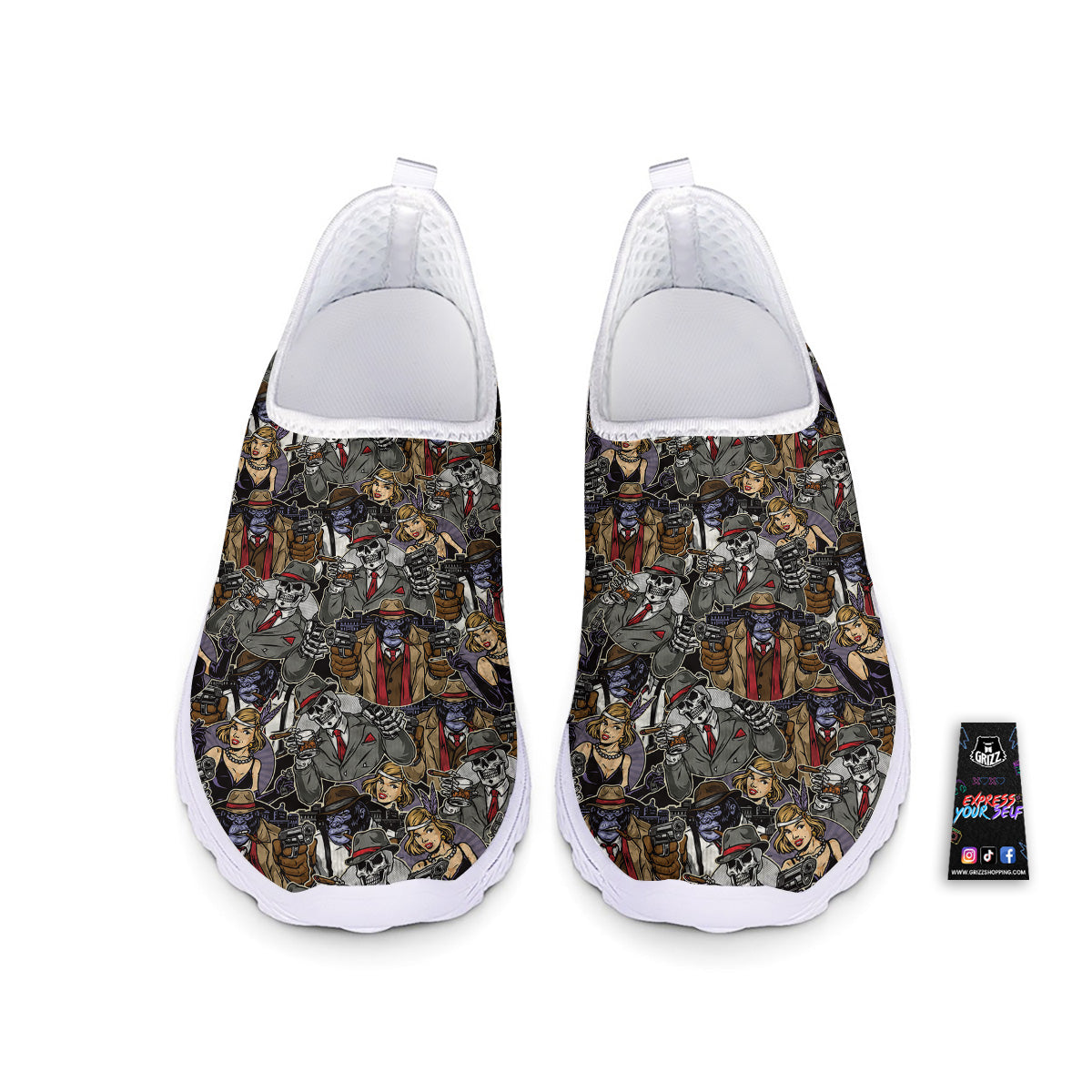 Mafia And Gangsters Print Pattern Nurse Shoes-grizzshop